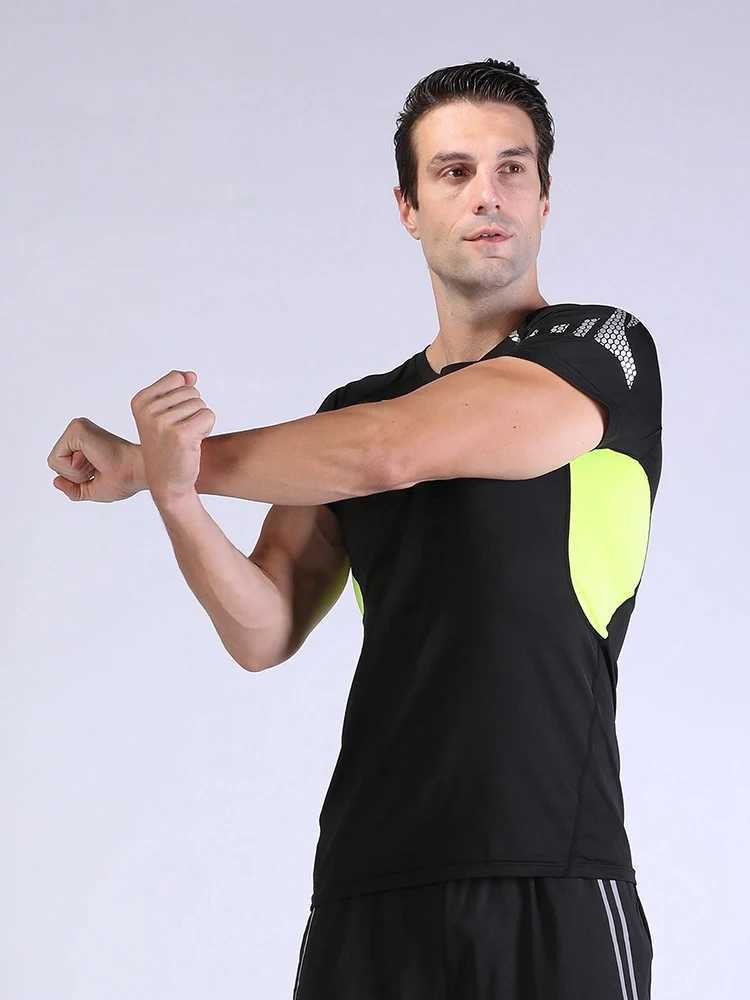 Green Edge Summer Mens High Elasticity Short SLeep Tight and Fast Drying Top Sports Fitness Clothing Running W250111