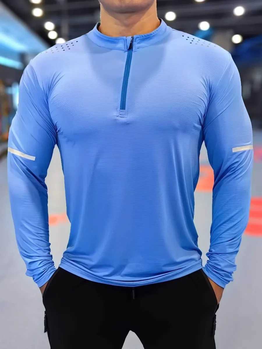 Autumn fitness clothing for men breathable and elastic ultra-thin fast drying running cycling training ultra-thin sports long sleeved T-shirt W250111