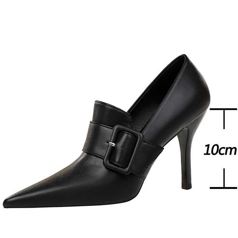 New Arrival 2025 New Pointed Shoes Womens Pump Belt Buckle Decorative High Heels Pu Leather Shoes Womens Stiletto Shoes Office Professional Pump T2501