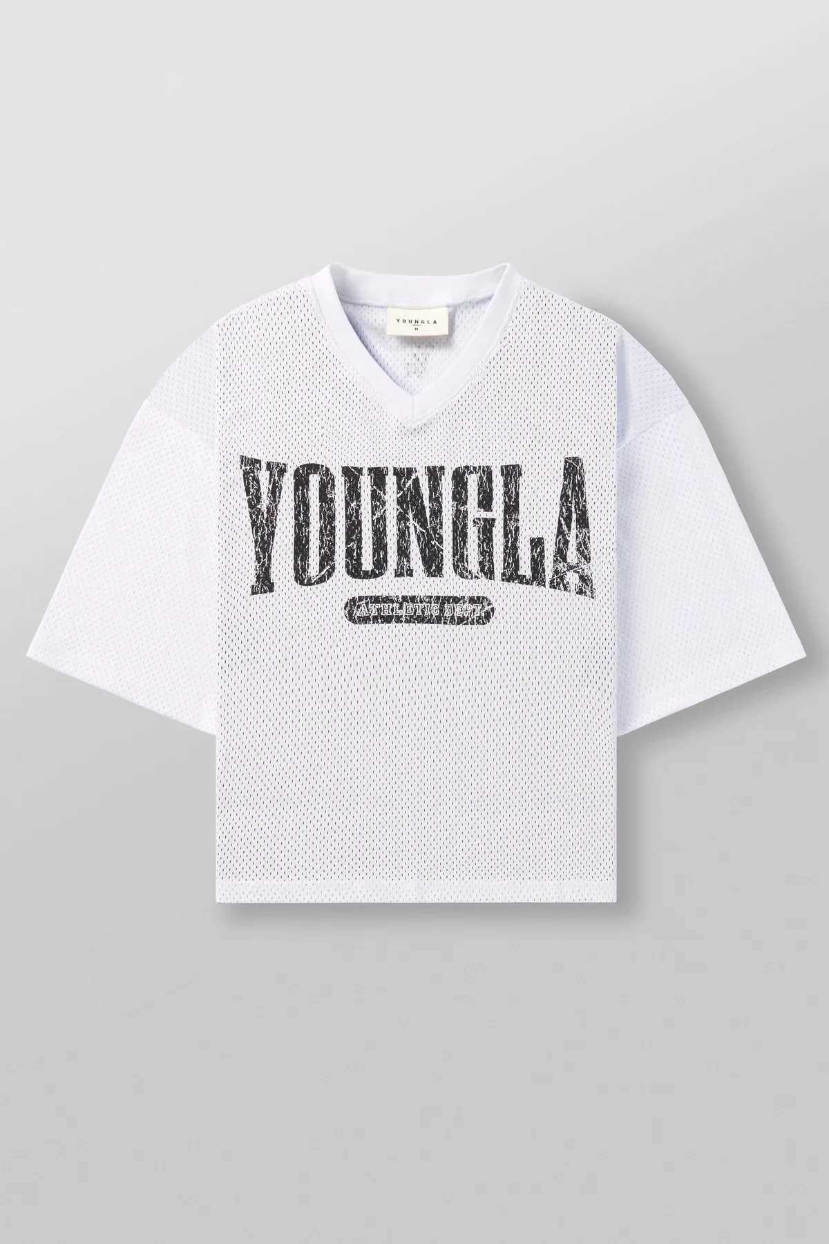 American trend brand oversized graphic T-shirt mens fitness quick drying and breathable large mesh printed short sleeved top W250111