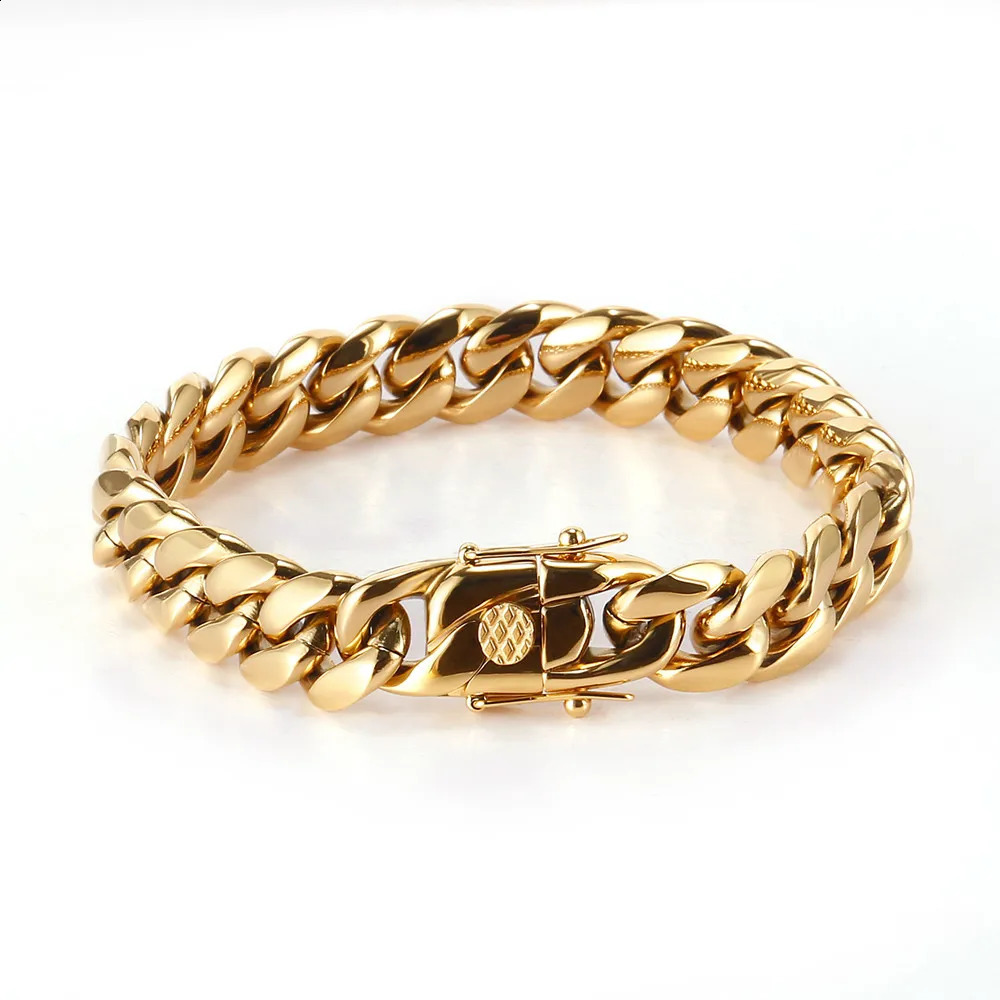 8-16mm Width Miami Hip Hop Cuban Link Chain for Men Women Stainless Steel Bracelets Matching Choker Fashion Jewelry Accessories 250110
