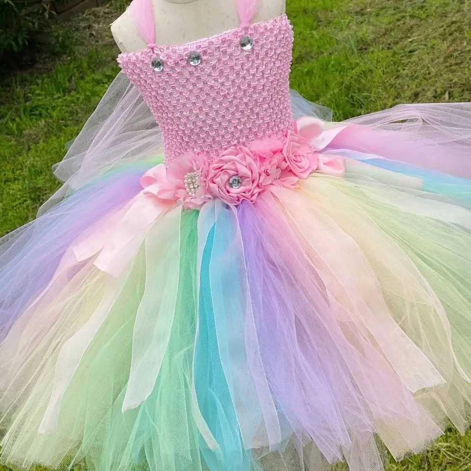 Girl Pink Butterfly Fairy Dress Children Flower Tutu Dress with Wings and Stick Hair Set Childrens Birthday Par Clothing W250111
