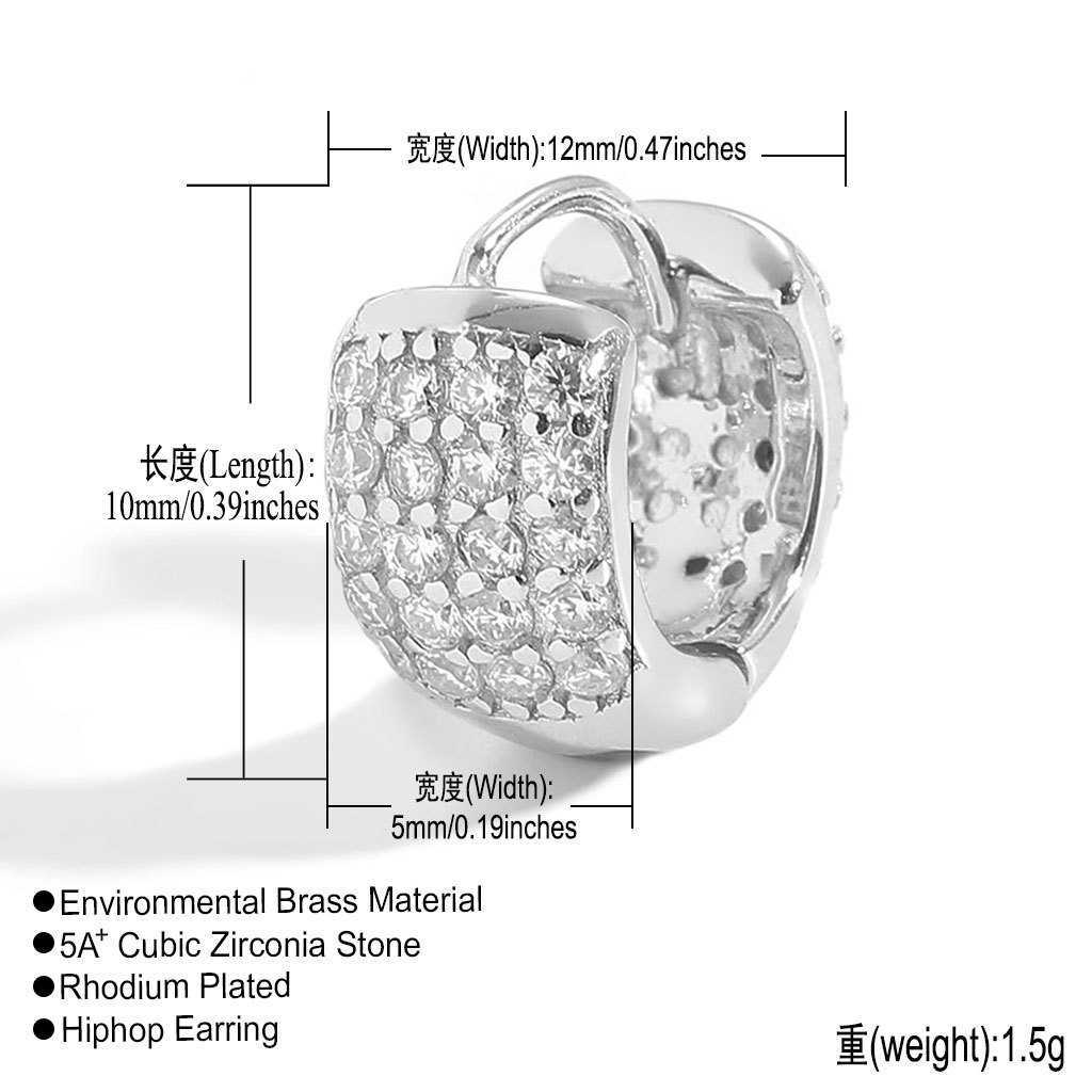 BES Earrings Micro Paved Cubic Zirconia Trendy 925 Sterling Silver Moissanite Round Shaped Stud Earrings Hip Hop Jewelry