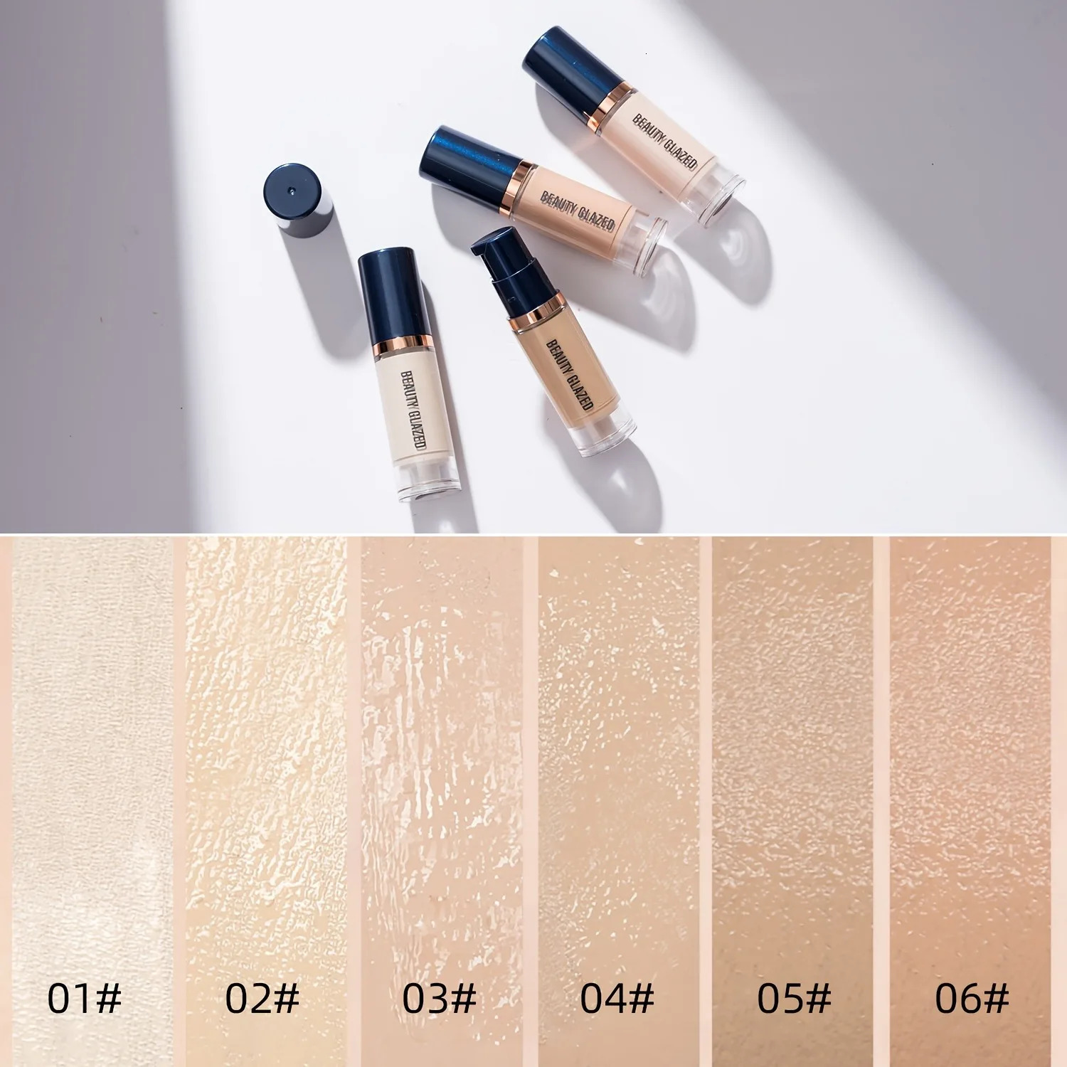 Beauty Glazed 6 Color Liquid Foundation Concealer Full Coverage LongLasting Waterproof Natural Effect 241230