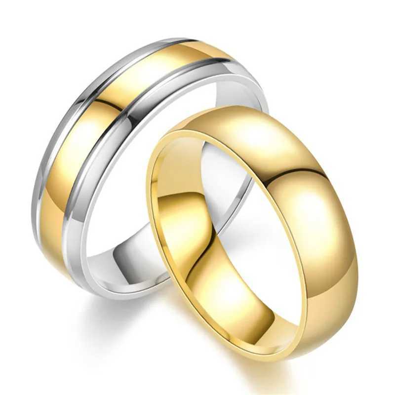 Simple 6mm Ring for Women Men Prevent Allergy High Polished Wedding Rings Stainl Steel Couple Finger Jewelry GiftsXJ250110