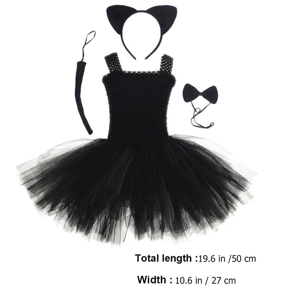 Halloween costume cat dress holiday role-playing Tutu dress childrens black girl mesh children W250111