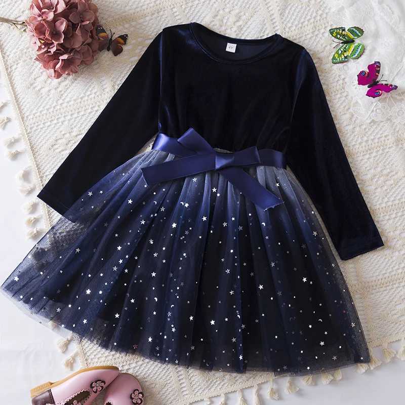 3-8-year-old childrens and girls red Christmas spring long sleeved dress suitable for childrens birthdays and weddings wearing fashionable autumn clot