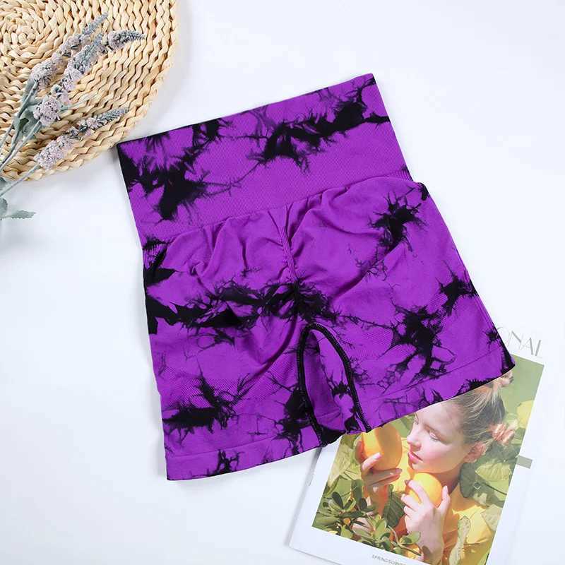CHRLEISURE 2-Pieces Tie-Dye Yoga Shorts for Women Sexy Hip Lift Cycling Tights Fitness Exercise Running Shorts Casual ActivewearXJ250111