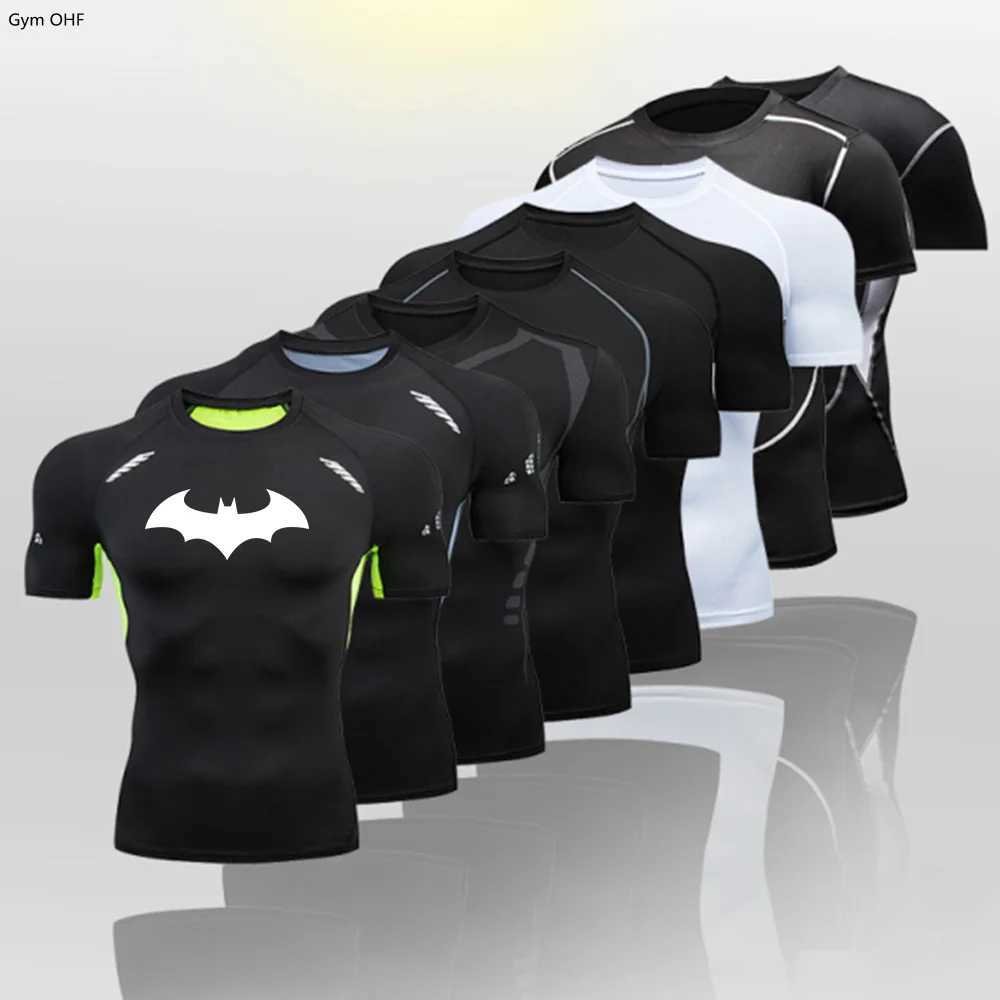 Mens Bat Compression Shirt Mens Long Sleeve Running T-shirt Sunscreen Second Breathable Fast Drying Rashgarda Top Sports W250111