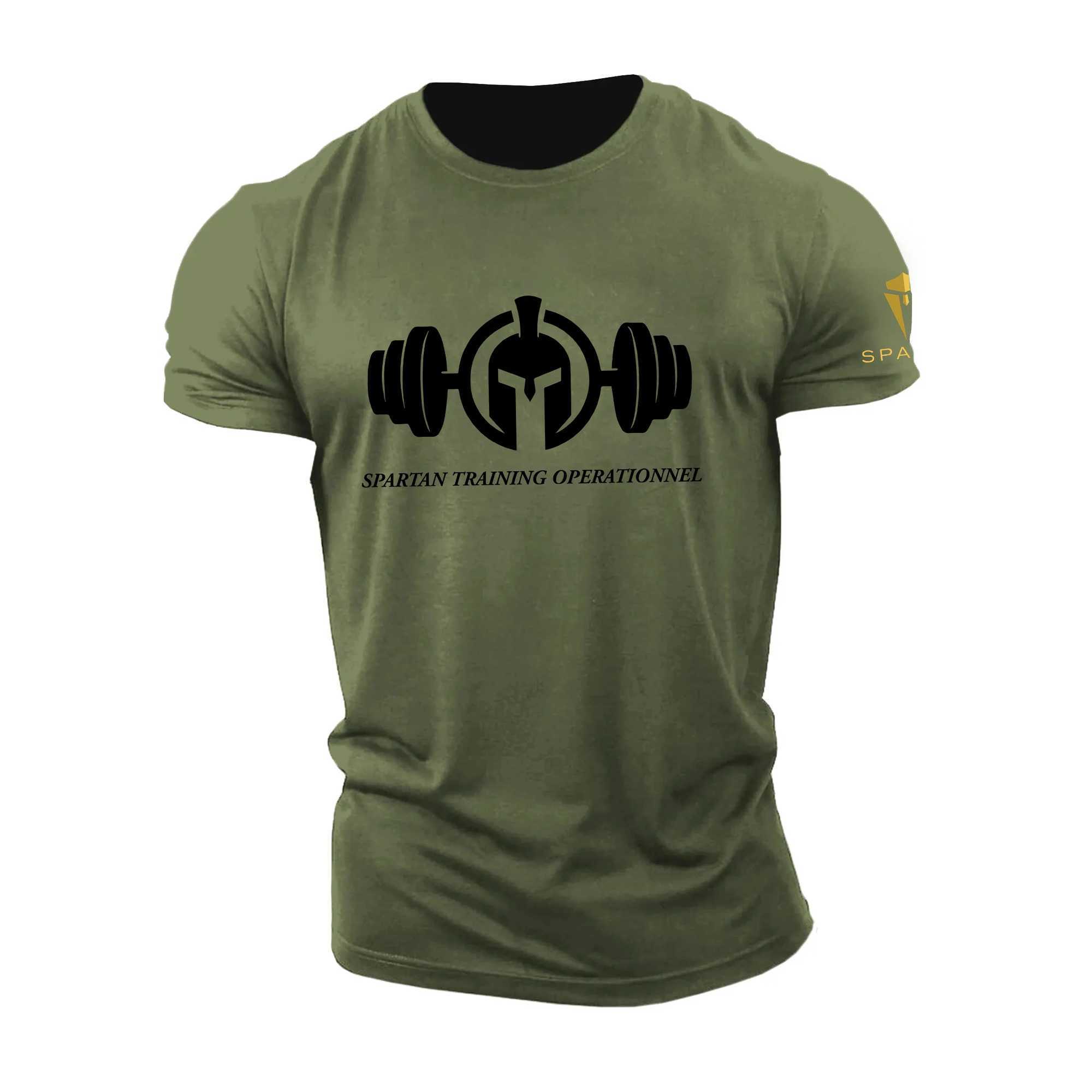 Mens quick drying gym fitness T-shirt Sparta graphic print black summer plus outdoor sports short sleeved top W250111