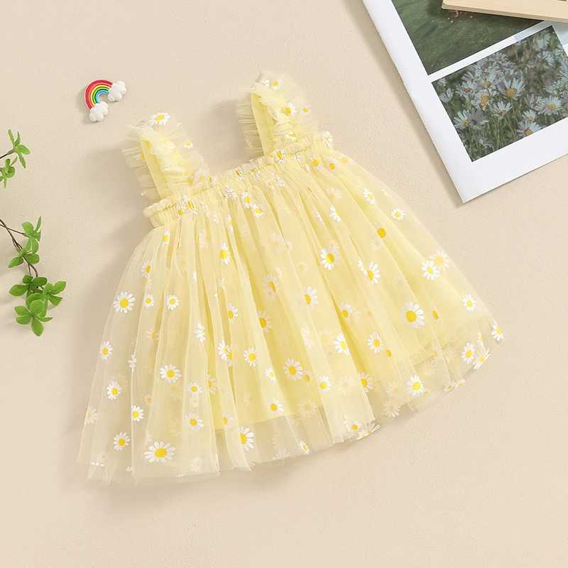 FOCUSNORM 1-5Y Summer Preschool Childrens Girls Princess Dress Sleeveless Flower Gaul Mesh Tutu Sundress W250111