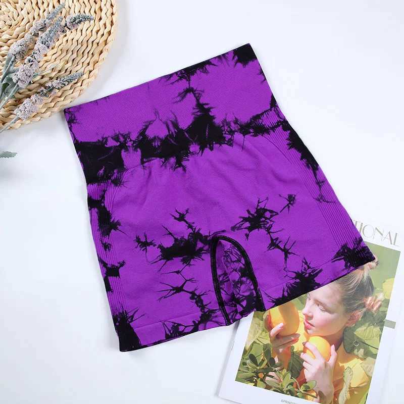 CHRLEISURE 2-Pieces Tie-Dye Yoga Shorts for Women Sexy Hip Lift Cycling Tights Fitness Exercise Running Shorts Casual ActivewearXJ250111