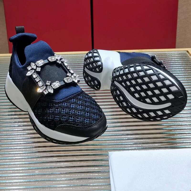 Thick sole satin rhies square buckle casual platform light women's running shoes 7CM 34-42