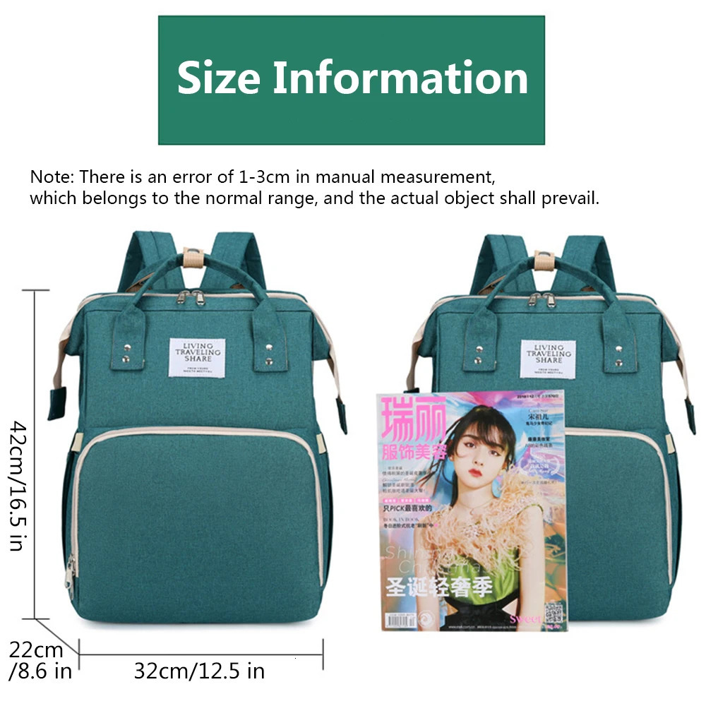 Folding Mommy Bag Lightweight Portable Folding Crib Bed Large-capacity Baby Backpack Female Mommy Outting Bag Mummy Bag 250106