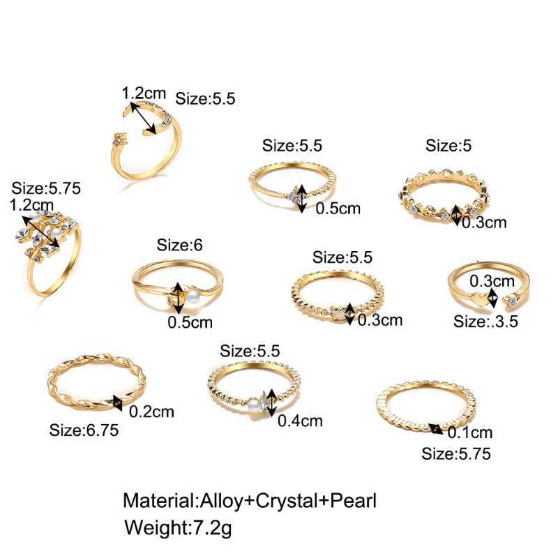 Bohemian Gold Heart Ring Set for Women Retro Geometric Cross Pearl Butterfly Finger Ring Womens Fashion Jewelry Gift W250111