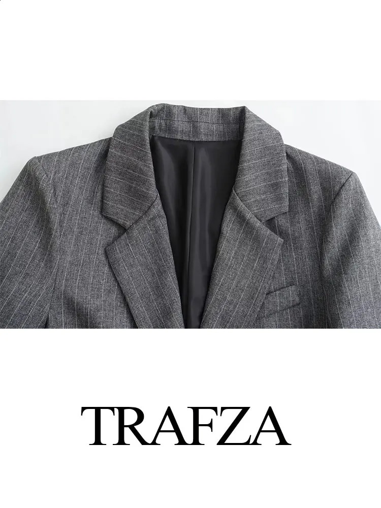 TRAFZA Spring 2 Piec Suits For Women V Neck Long Sleeves Single Breasted Blazer Coat Folds Streetwear Womens Mini Skirt 250109