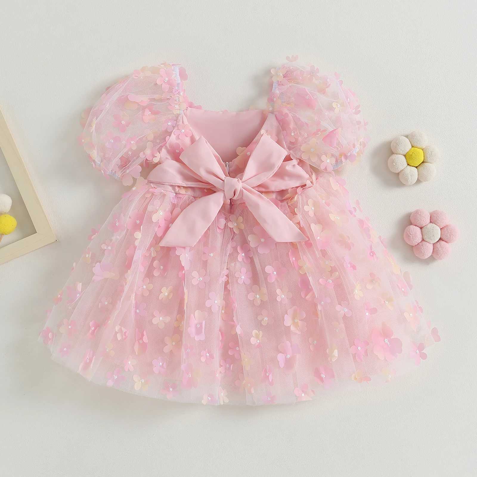 1-6Y childrens baby dress childrens floral chiffon Tutu Par wedding girls birthday dress summer clothing W250111