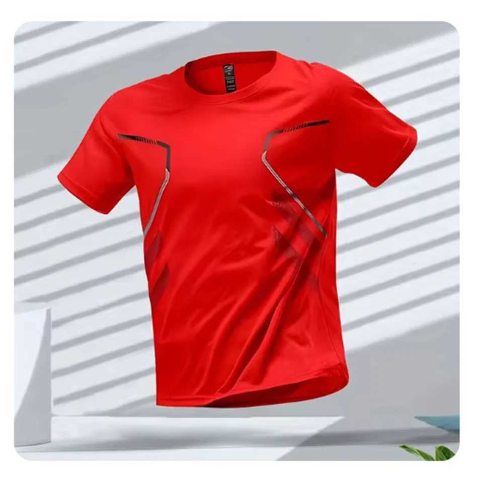 Mens T-shirt Sports Running T-shirt Mens Fast Drying Breathable Short Sleeve Round Neck Activity T-shirt Outdoor Exercise Mens Clothing W250111