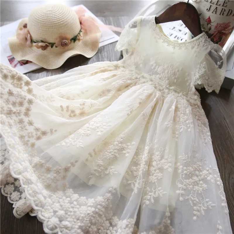 3-8-year-old childrens girls summer dress lace Tutu Par princess dress white wedding dress baby girls casual clothing childrens clothing W250111