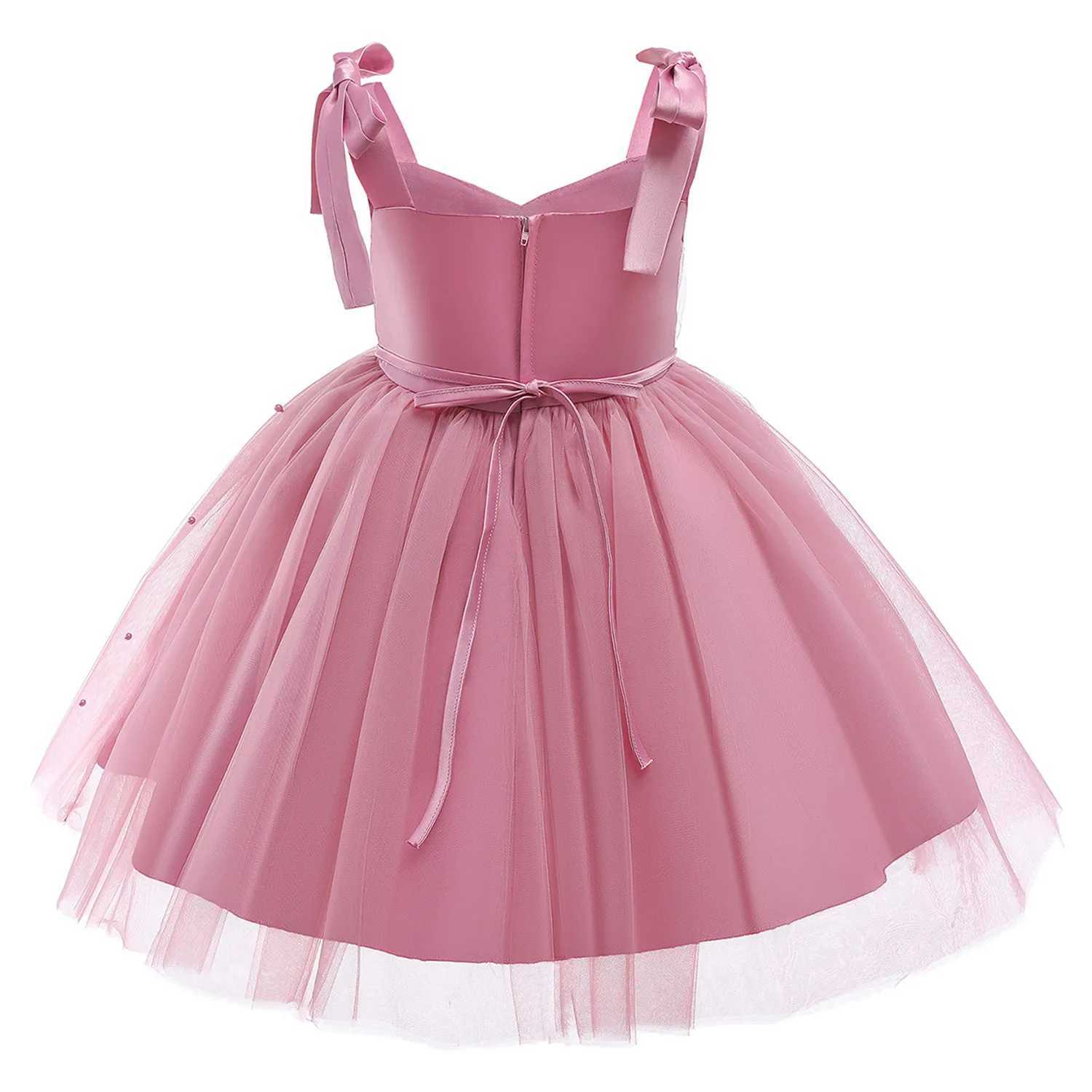 Summer girl chiffon dress princess Par Tutu fluffy pearl dress childrens wedding evening dress childrens clothing baby clothing W250111