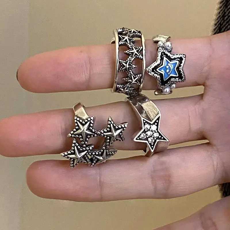2024 Gothic Unisex Star Ring Set Punk Grunge Cross Star Woman Man Jewelry Hip Hop Party Street Ring Accories New GiftXJ250110