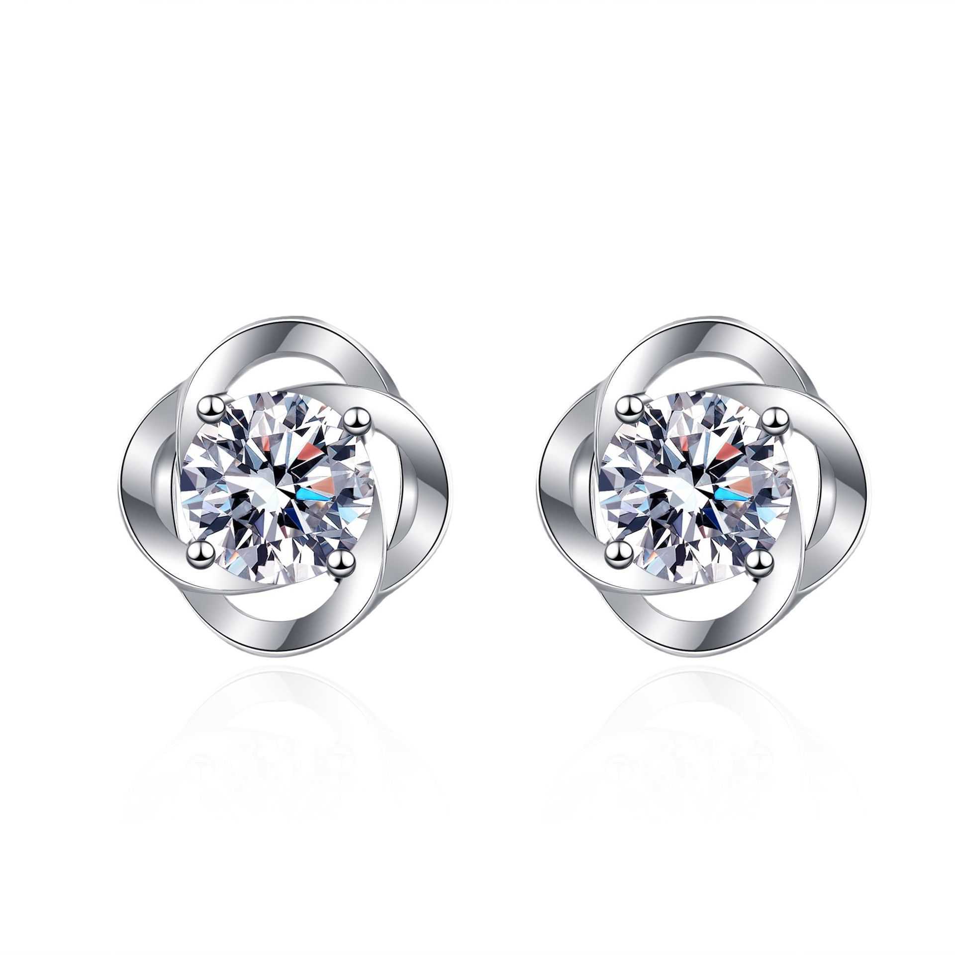 Four Prongs Moissanite 925 Sterling Silver Earrings GRA 5.0mm D Color Round VVS Moissanite Diamond Screw Back Stud Earrings