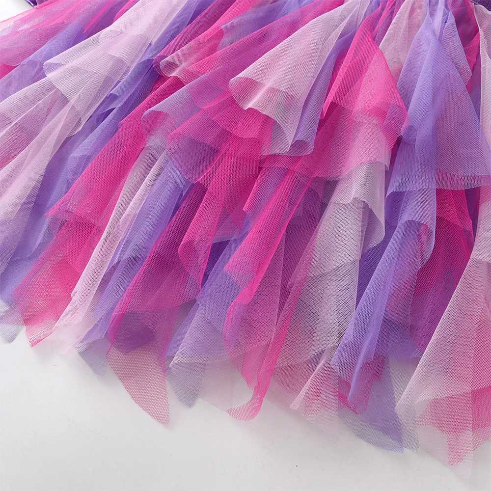 Vegeta girls mermaid print dress childrens autumn spring long sleeved irregular dress girls chiffon net Tutu Par princess dress W250111