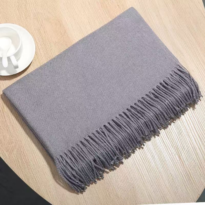 T092 scarf women's shawl Korean version versatile dual-use double-sided solid color student men and women long warm neck scarf autumn and winter 