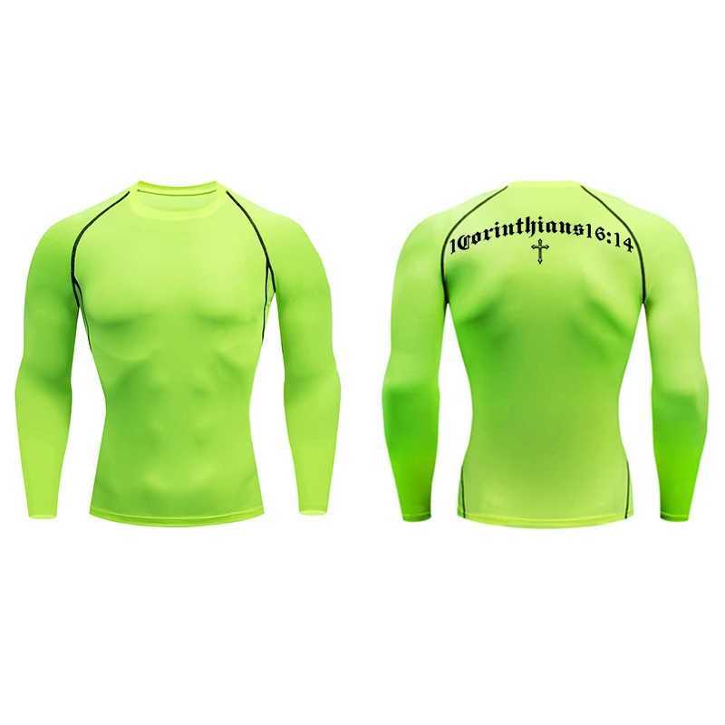 Bible Cross Print compression mens sports quick drying T-shirt gym fitness running underwear Baselayers W250111