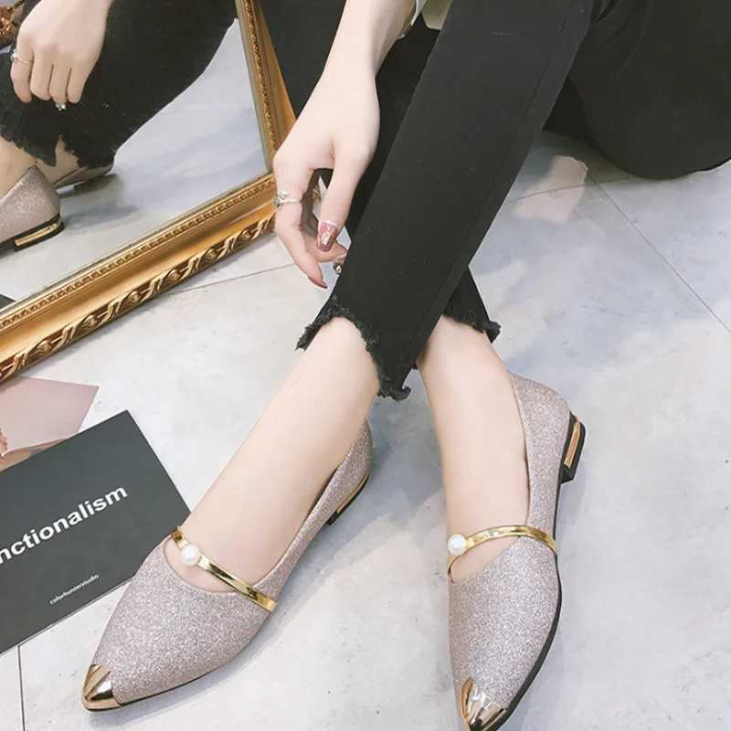 New Arrival New womens solid color suede flat shoes pearl fashion high-quality basic toe ballet dancer smooth womens shoes T250110