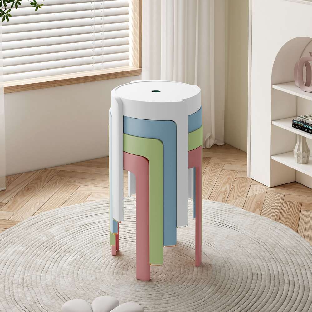 093 stool for household use, thickened round stool, modern simple creative living room dining table, plastic high chair that can be and stacked