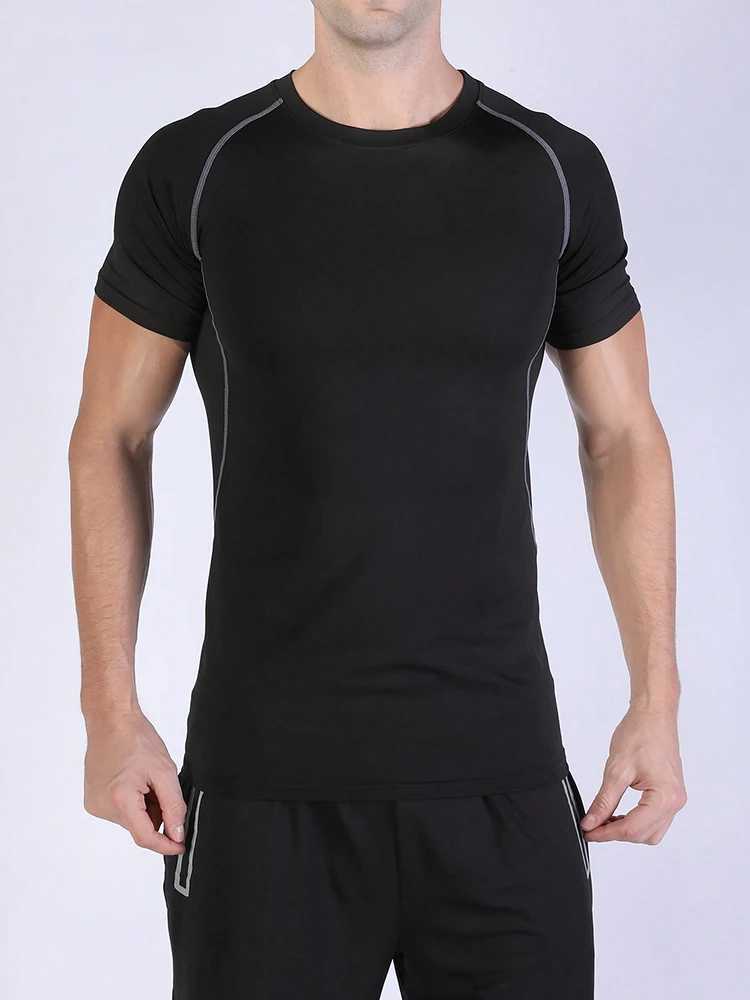 Mens quick drying compression T-shirt quick drying short sleeved running T-shirt summer fitness wear mens basic T-shirt W250111