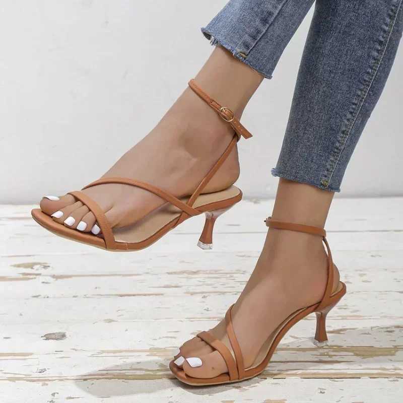 New Arrival New Summer Ultra Thin High Heel Sandals Womens Open Toe Sexy Casual Edition One Line Lace High Heel Shoes T250110