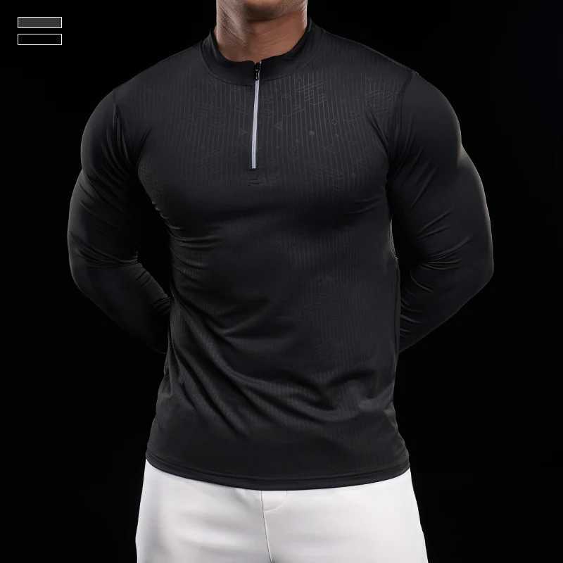 New mens jogging T-shirt fitness top running training suit round neck quick drying breathable long sleeved shirt W250111