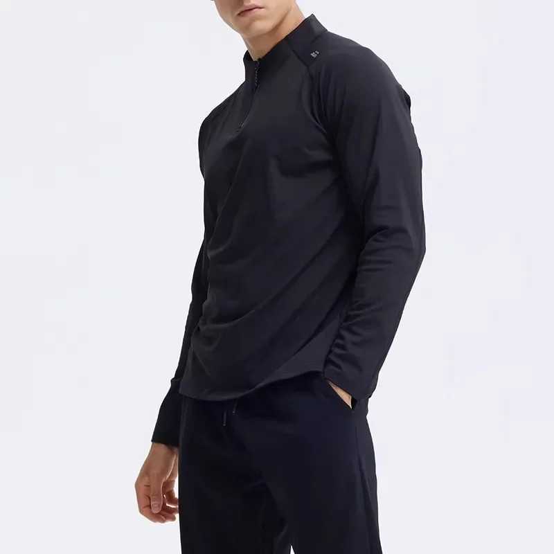 Half zip stand up collar long sleeved T-shirt quick drying fitness suit mens outdoor running bicycle training casual sports top W250111
