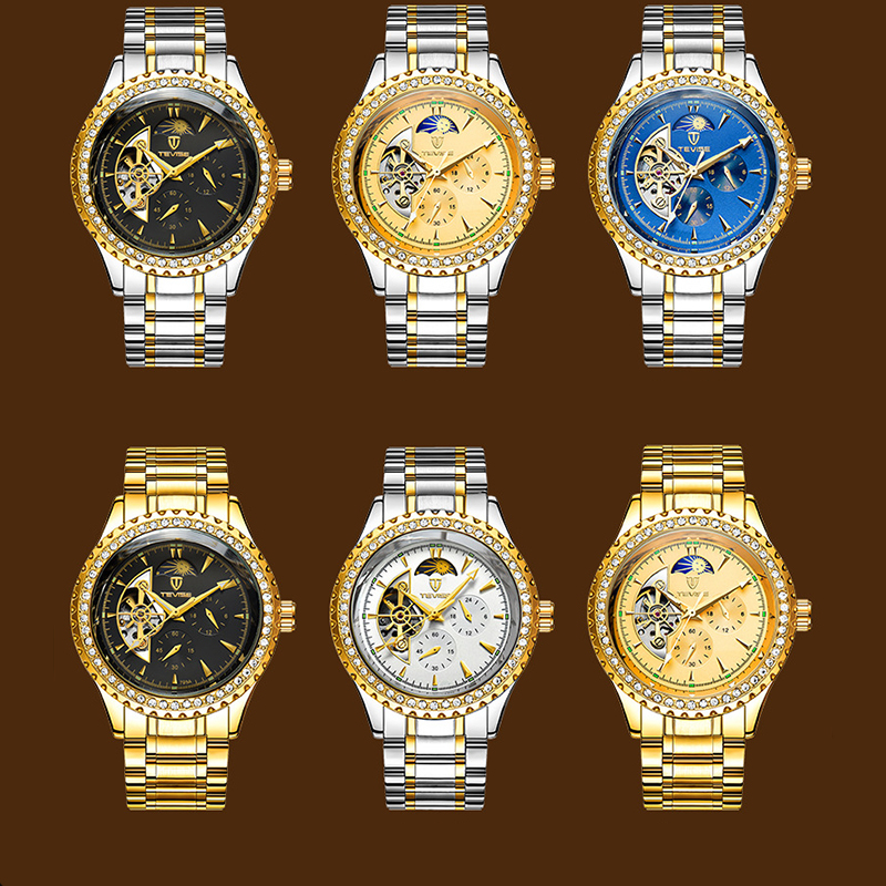TEVISE Luxury Watch Mechanical Casual Mens Watch Automatic Mechanical Watch for Men Wrist watches T050-T807F