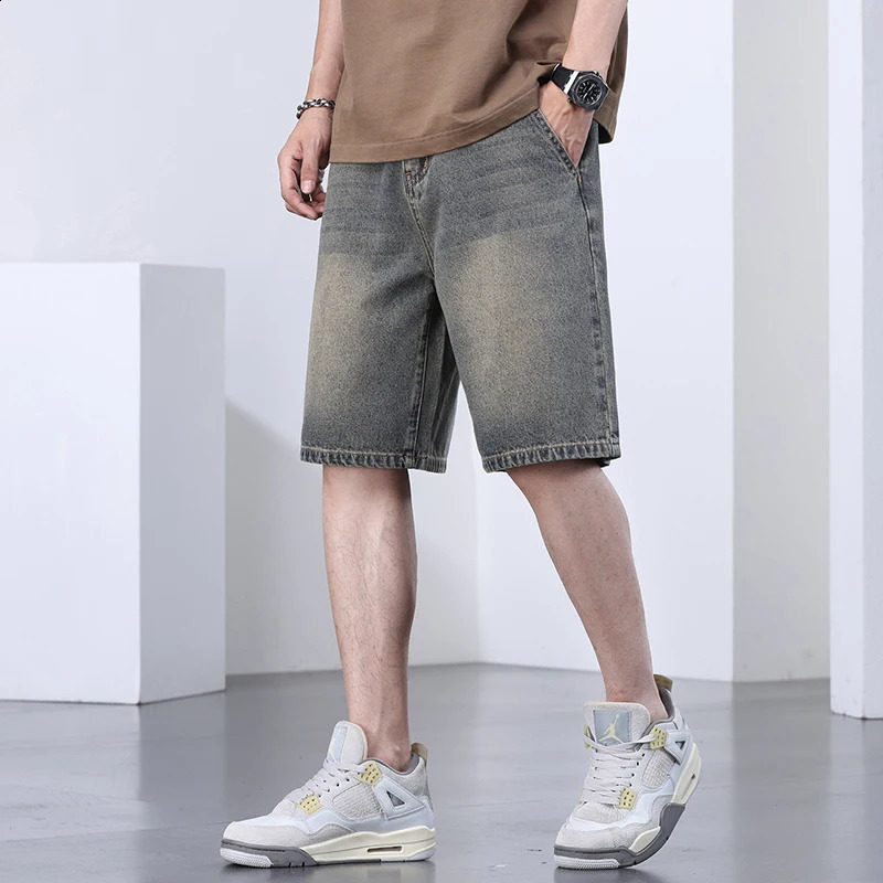 Mens Denim Shorts Summer Clothes Vintage Pants Fashion Thin Casual Loose Bermuda Jeans Wide Short 250108