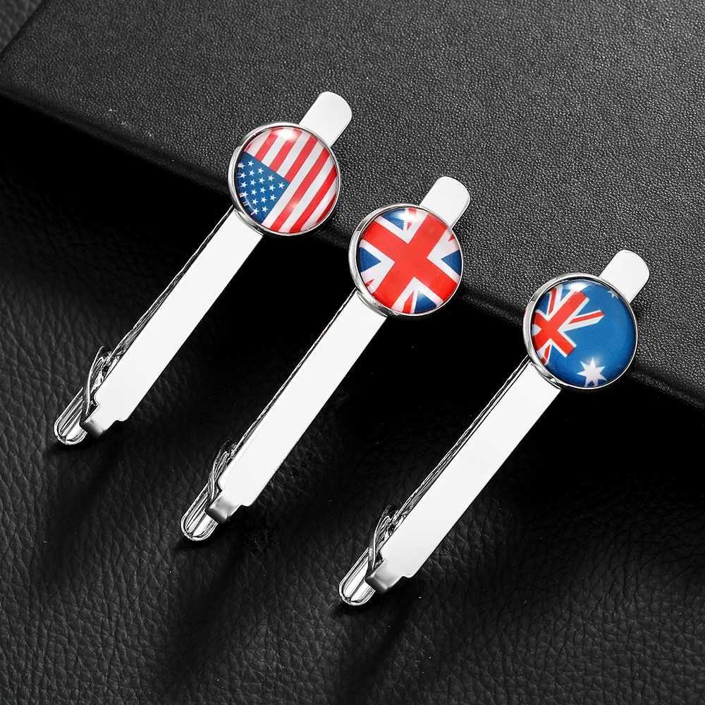 Classic national flag pattern charm tie clip for mens jewelry in the United States United Kingdom Germany France Canada South Korea Australia W250111