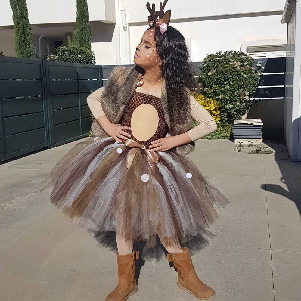 Deer costume girl Christmas Tutu dress childrens birthday jungle park Halloween animal reindeer costume W250111