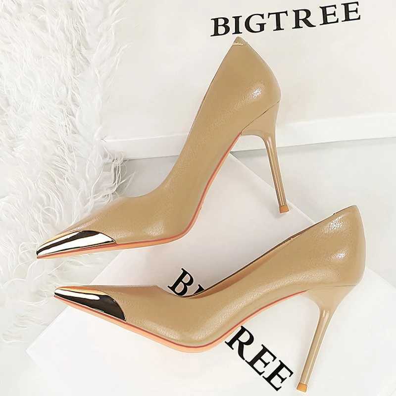New Arrival BIGTREE shoes metal dot pointed womens pump fashion high heels womens shoes slim high heels Pu leather womens pump 2025 new model T250110