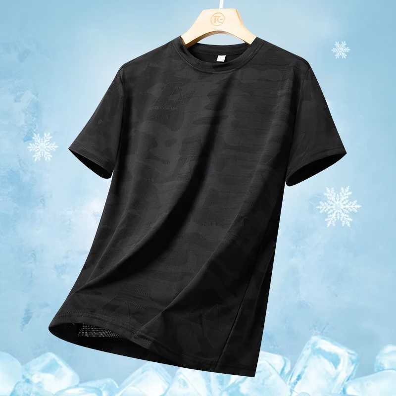 2024 new camouflage mens round neck short sleeved T-shirt quick drying summer cool thin breathable outdoor sports shirt W250111