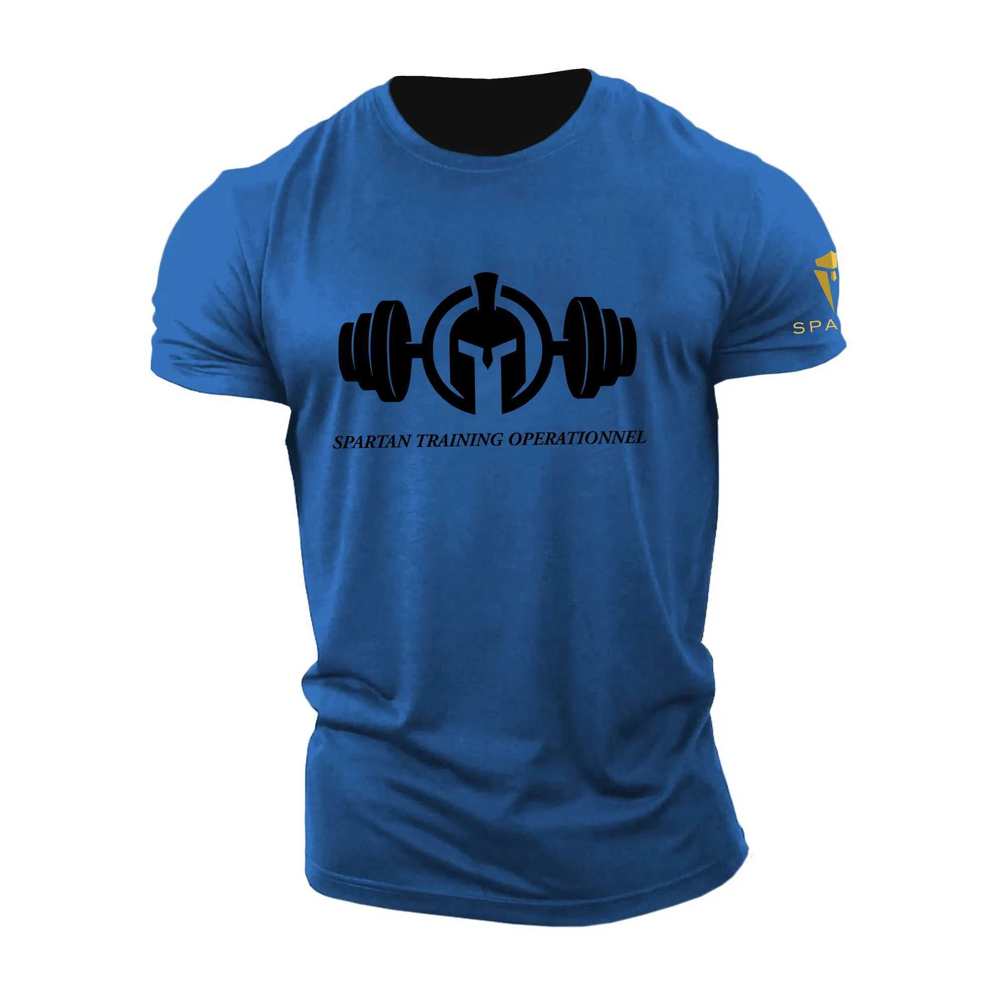 Mens quick drying gym fitness T-shirt Sparta graphic print black summer plus outdoor sports short sleeved top W250111