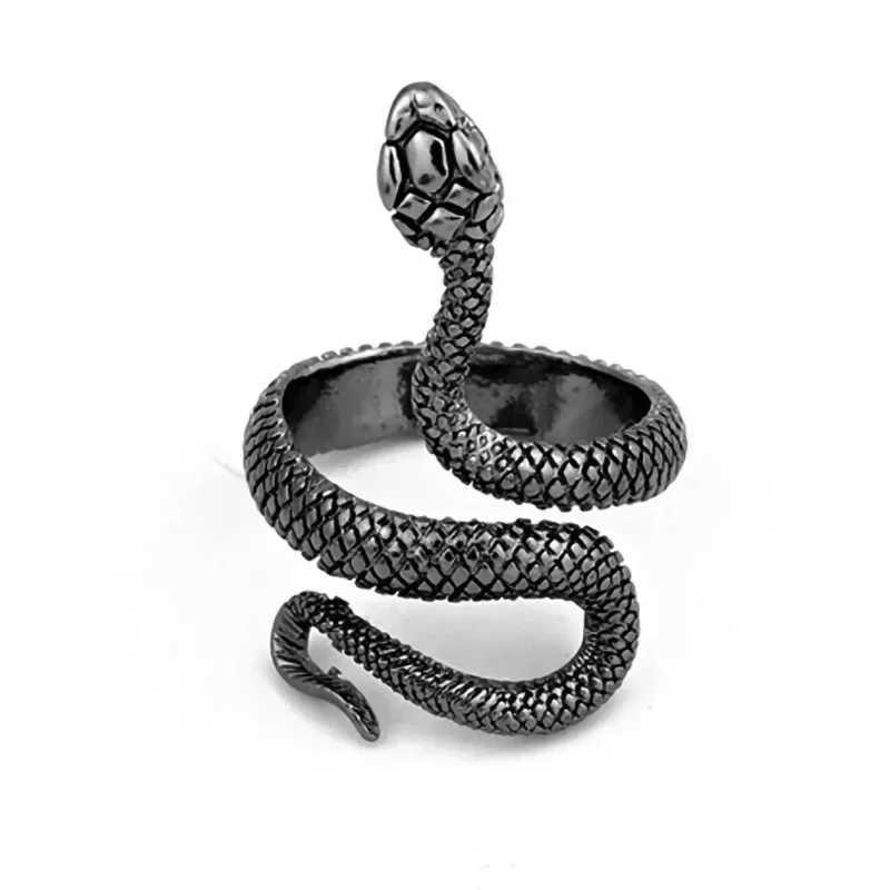 Fashionable Retro Exaggerated Spirit Snake Ring Punk Adjustable Open Serpentine Student Index Finger Ring Trend Jewelry W250111