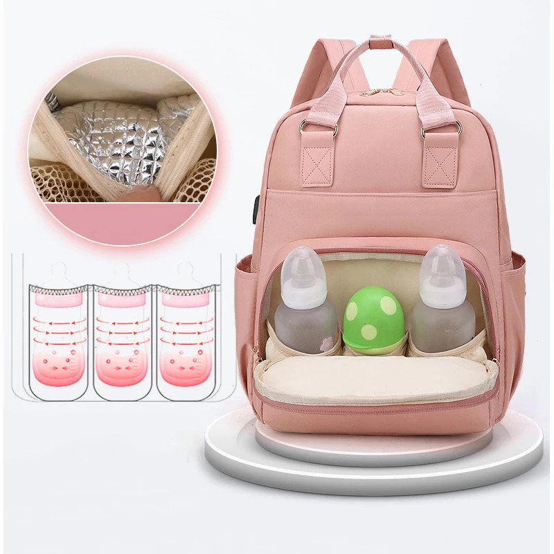 Mommy Diaper Bags Baby Stroller Bag Mother Maternity Backpacks Solid Color Waterproof Large Capacity Convenient Baby Nappy Bags 250106
