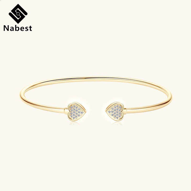 Na Original 925 Silver Jewelry Women Bracelets Bangles Jewelry Women Heart Charm VVS GRA Certified Open Bangle 250107