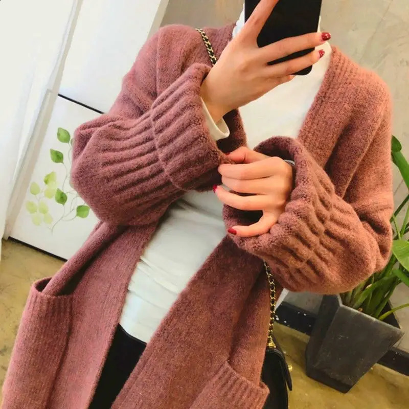 Sweater Cardigan Female Korean Spring and Autumn Sweater Coat Women Loose Medium Length Versatile Knitted Cardigan 250106