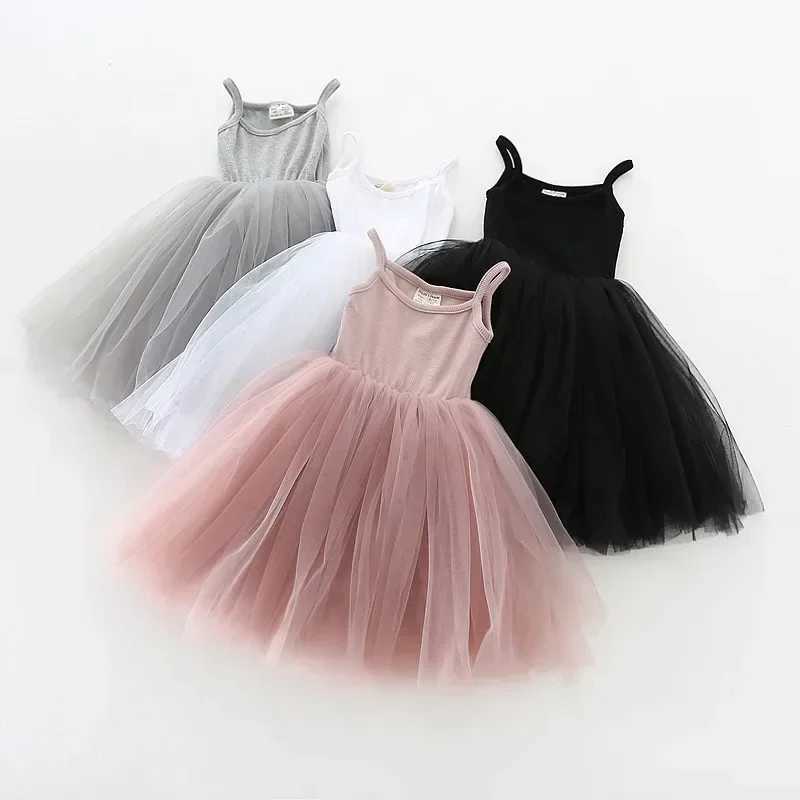 2024 New Girl Princess Slippery Skirt Childrens Sleeveless Tulle Clothing Childrens Birthday Par Vestido Childrens Vacation Tutu Clothing 3 8 Y W25011