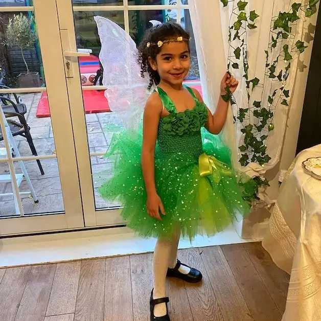 Girls Green Sparkling Tutu Dress Childrens Flower Fairy Dress Butterfly Wing Set Childrens Par Dress Sparkling Star Dress W250111