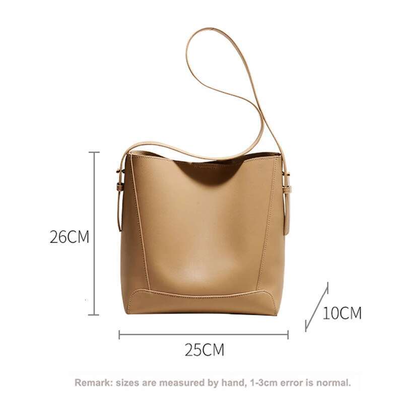 High Quality Women Bucket Solid Bag Split Leather Lady Handbag One-Shoulder Messenger Girl Commute Tote High-Capacity