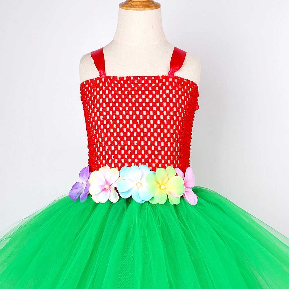 Haiian Hula Girls Dress Children Haii Lilo Tutu Dress Preschool Baby Girls Hula Show Costume Halloween Luau Dance Costume W250111